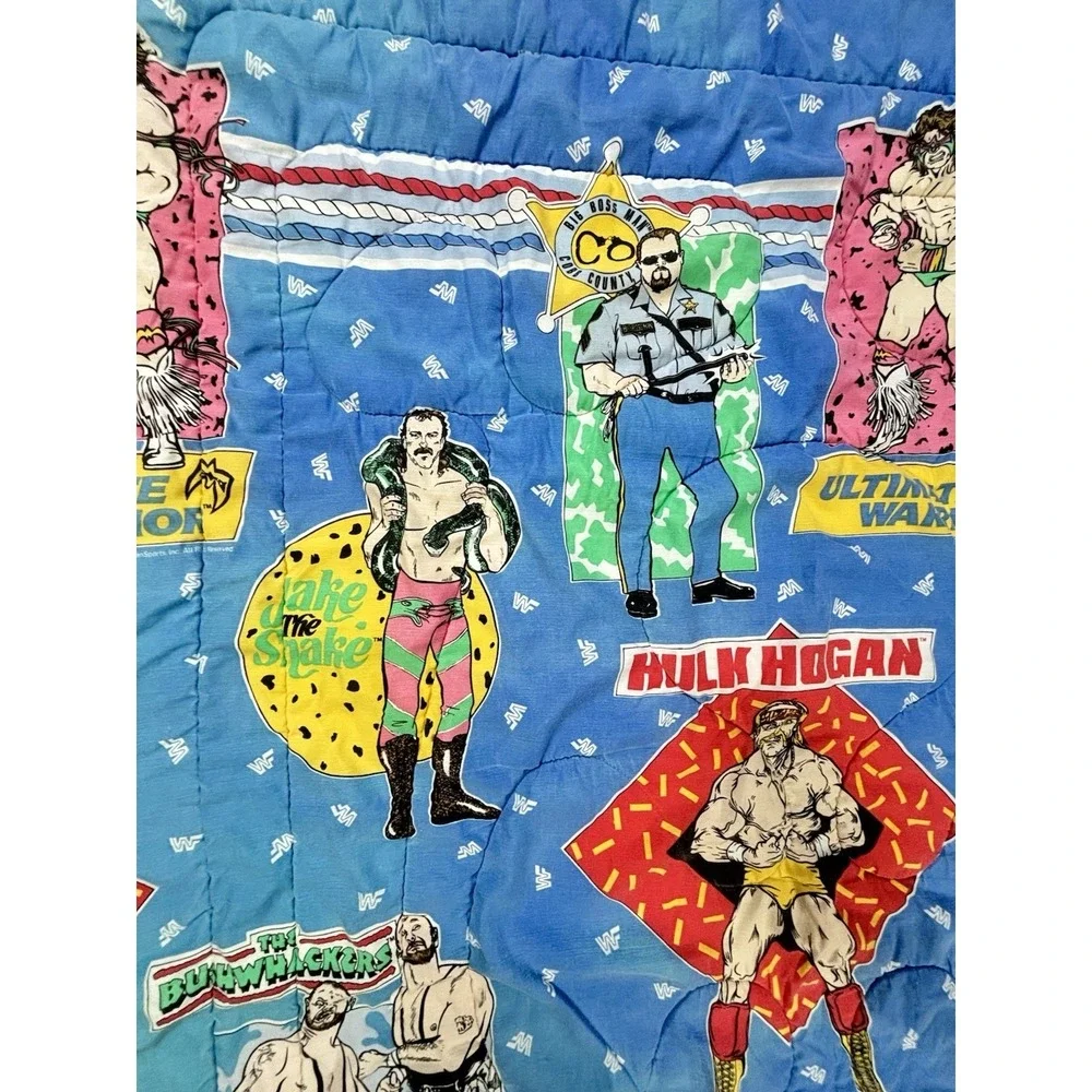 Vtg 1991 WWF Wrestling Legends Duvet Cover Hulk Hogan Jake The Snake Macho King
